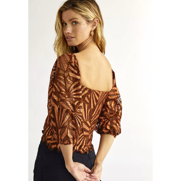 Eva Franco Shine Golden Lace Blouse - New Medium - Picture 1 of 7